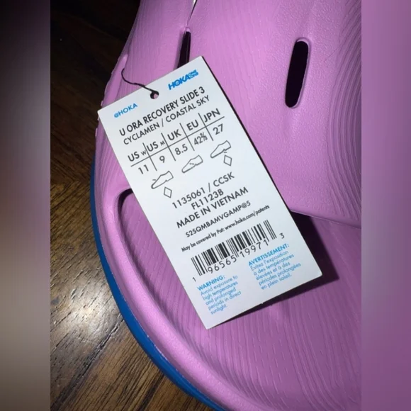 NWT Hoka U Ora Recivery Slide 3 Cyclamen / Coastal Sky Size W 11 / M 9 - Picture 7 of 8